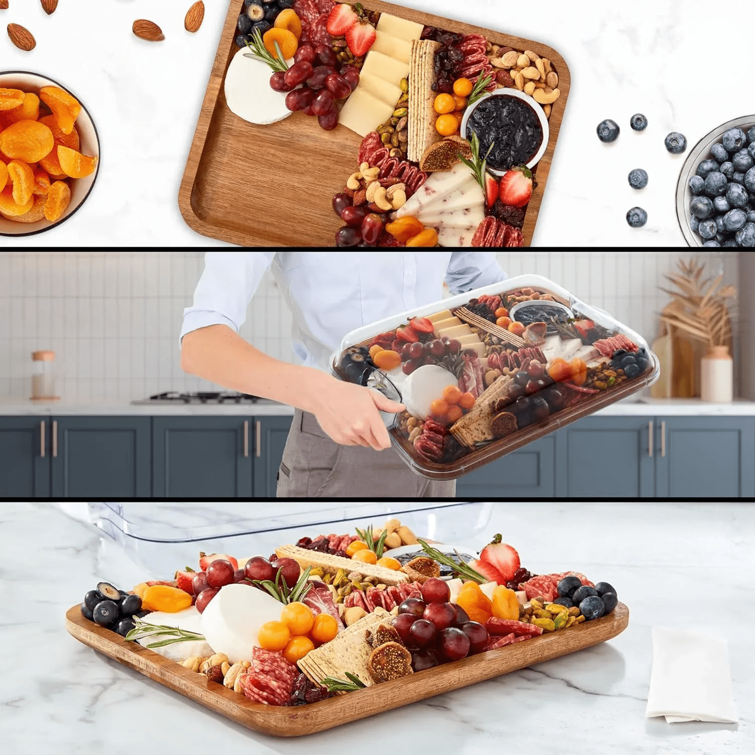 SnackMaster Küchenbrett – Mit Fächern & Spülmaschinenfest