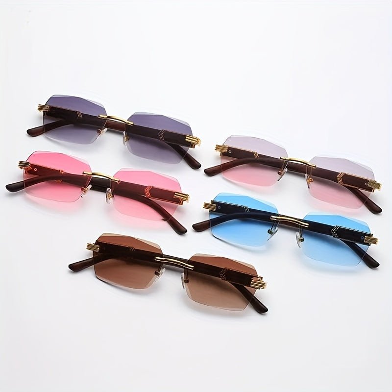 Lichtdurchlässige Randlose Sonnenbrille mit Facettenlinsen