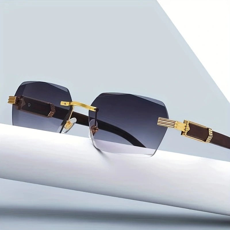 Lichtdurchlässige Randlose Sonnenbrille mit Facettenlinsen