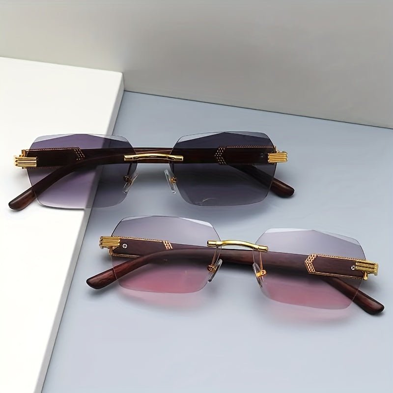 Lichtdurchlässige Randlose Sonnenbrille mit Facettenlinsen