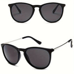 Retro-Stil Sonnenbrille mit Metallrahmen - Schwarz