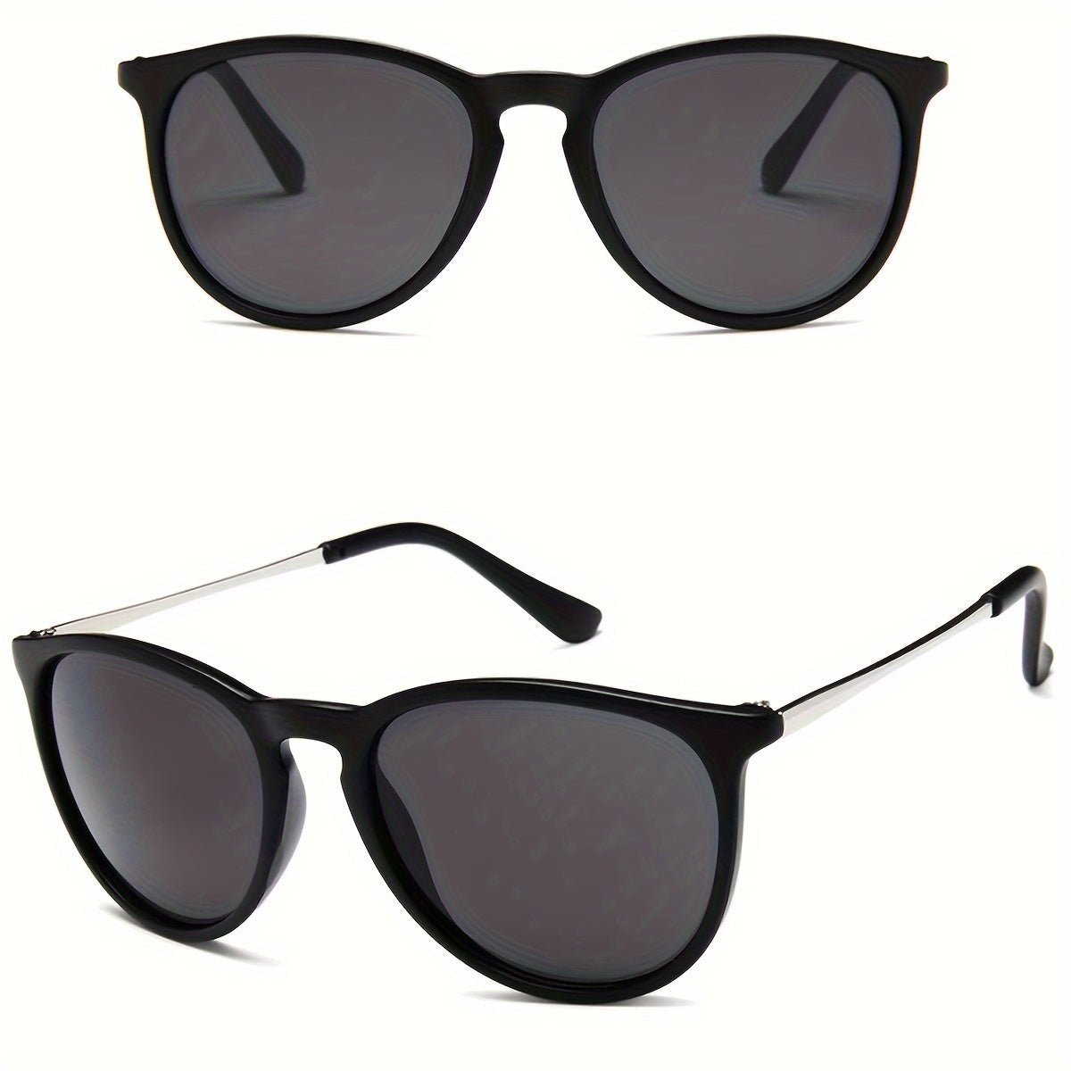 Retro-Stil Sonnenbrille mit Metallrahmen - Schwarz