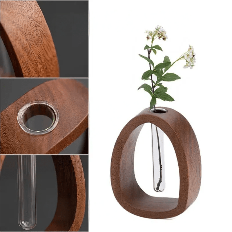 Harmonia Vase - Elegante Holz-Glas-Kreation für Pflanzenliebhaber