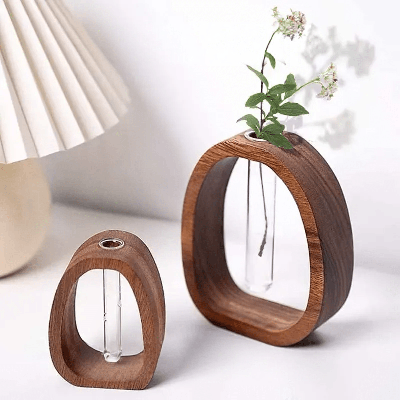 Harmonia Vase - Elegante Holz-Glas-Kreation für Pflanzenliebhaber