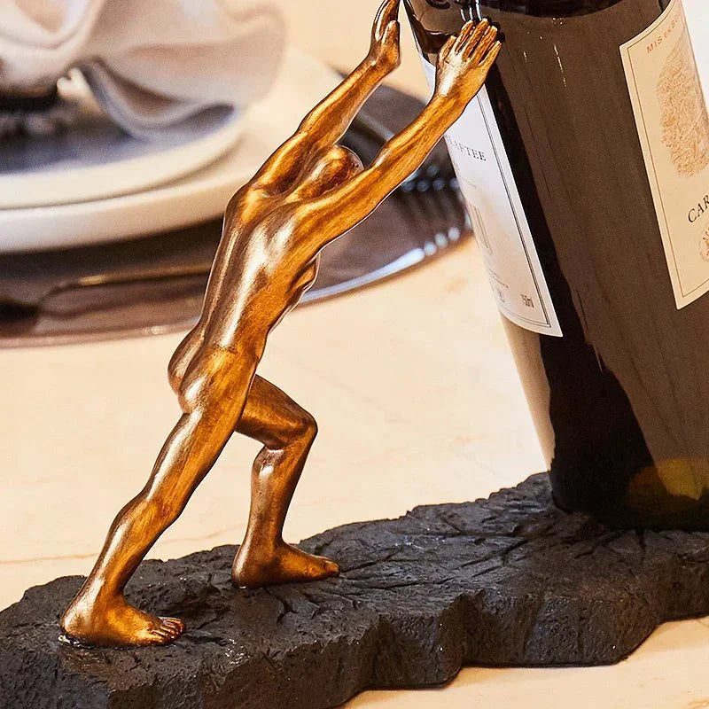 Eleganter Weinflaschenhalter - Kunstwerk aus Metall