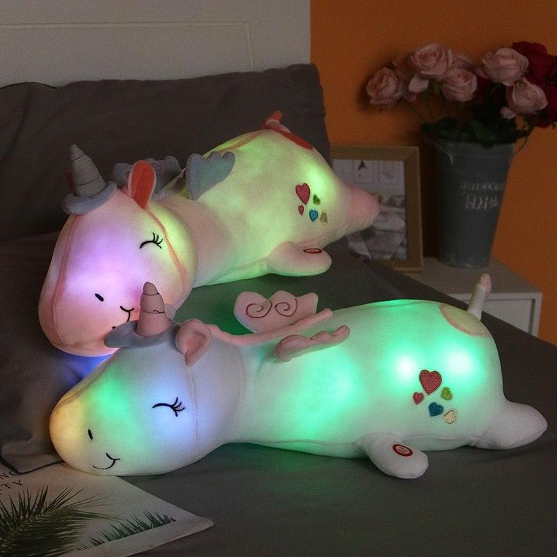 Glitzerndes Einhorn-Licht | Kuscheliger Begleiter mit Regenbogen-LEDs | Ideal für Kinder