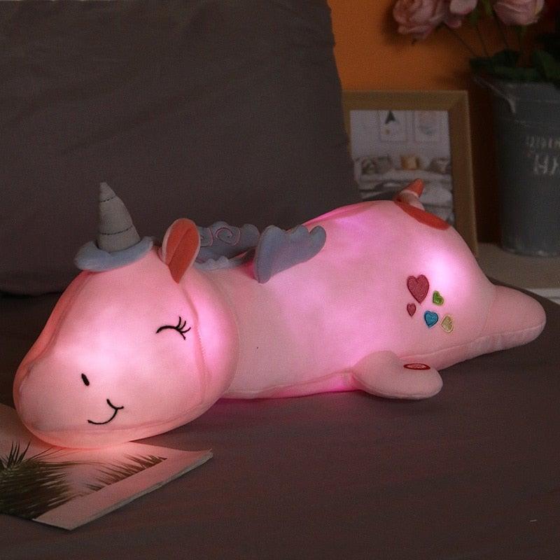 Funkelndes Einhorn-Kuscheltier mit LED-Lichtern | 60 cm