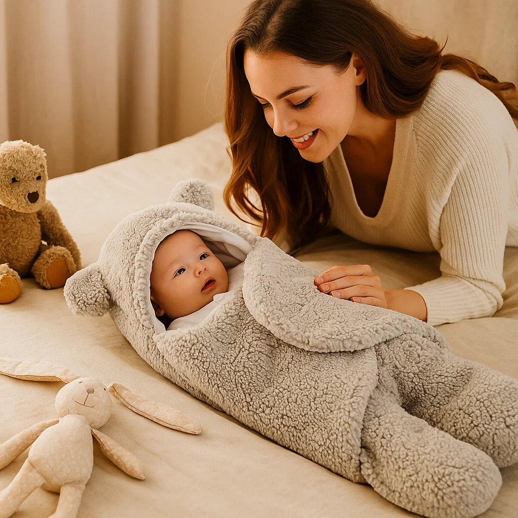 Schlafanzug und Decke für Babys mit Bärenmotiv
