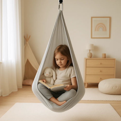 KuschelNest – Baumwoll-Sinnes-Therapieschaukel für Kinder