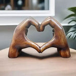 Wooden Sculpture of Heart Hands - Artisan Home Decoration