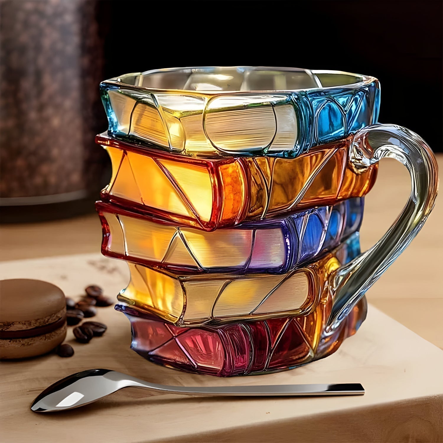 Bunter 3D Becher im Bücherdesign für jeden Tag