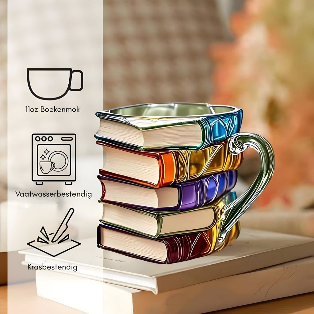 Bunter 3D Becher im Bücherdesign für jeden Tag