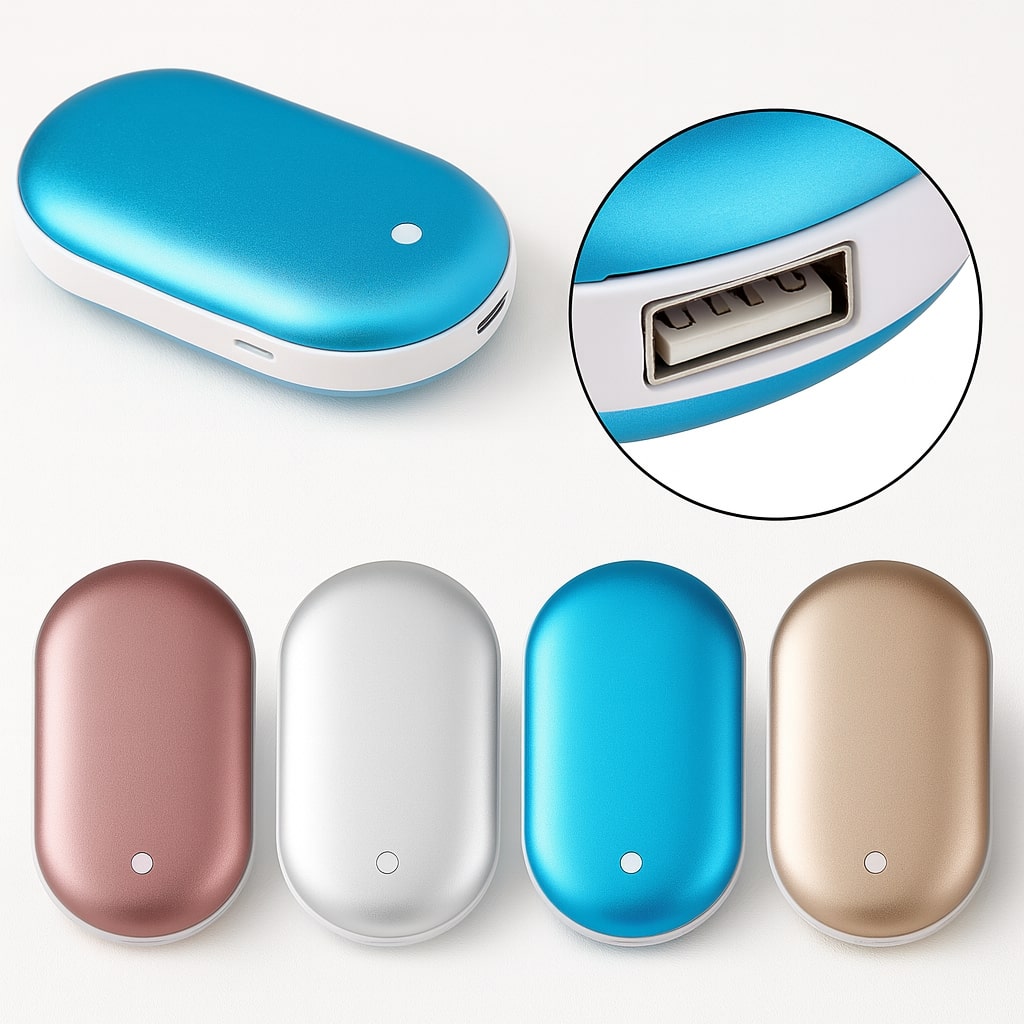 Kompakter Handwärmer mit Powerbank für kalte Tage