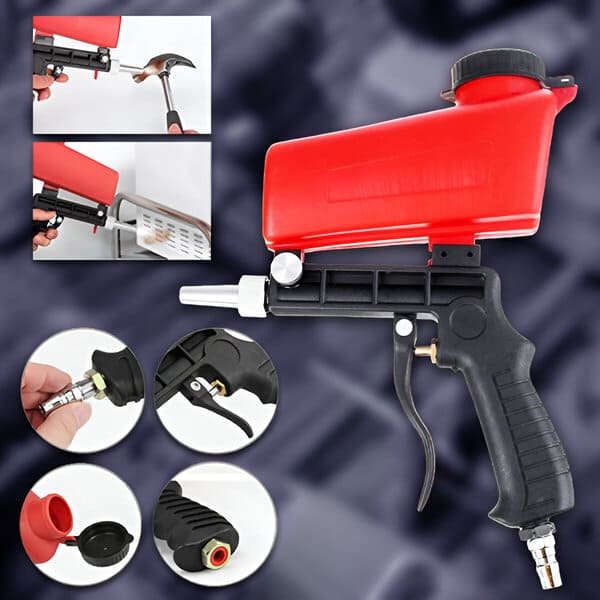 PowerBlast | Multifunction Sandblasting Gun | 90 PSI Compressed Air | For Rust Removal & Surface Treatment
