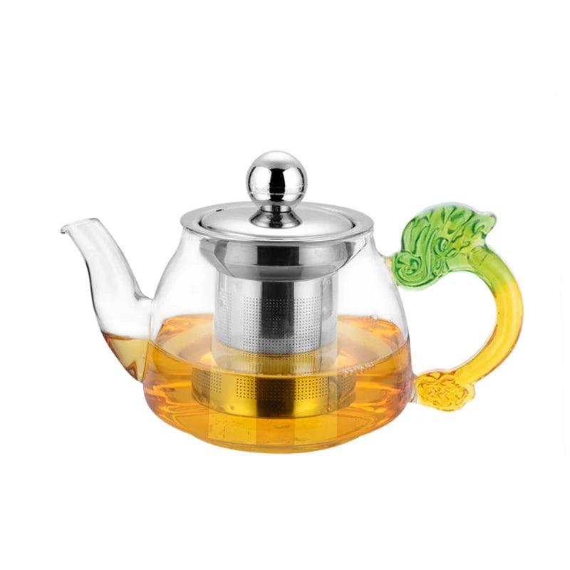 Hitzebeständige Glas-Teeflasche mit Edelstahl-Infuser
