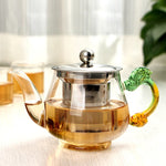 Hitzebeständige Glas-Teeflasche mit Edelstahl-Infuser