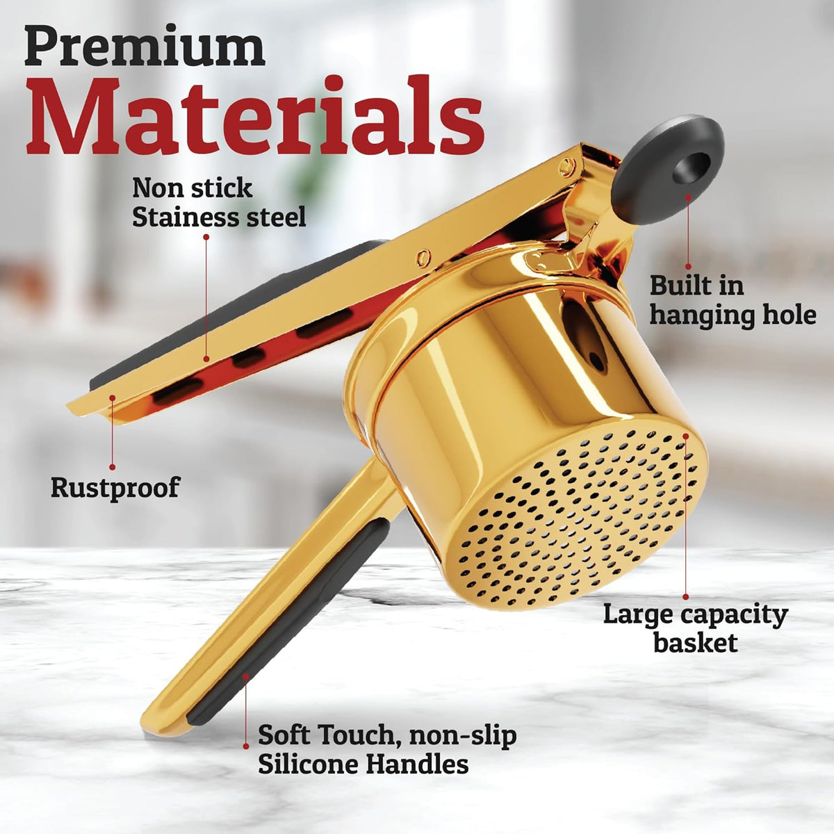 Stainless Steel Potato Masher for Creamy and Smooth Mash – Heavy-Duty