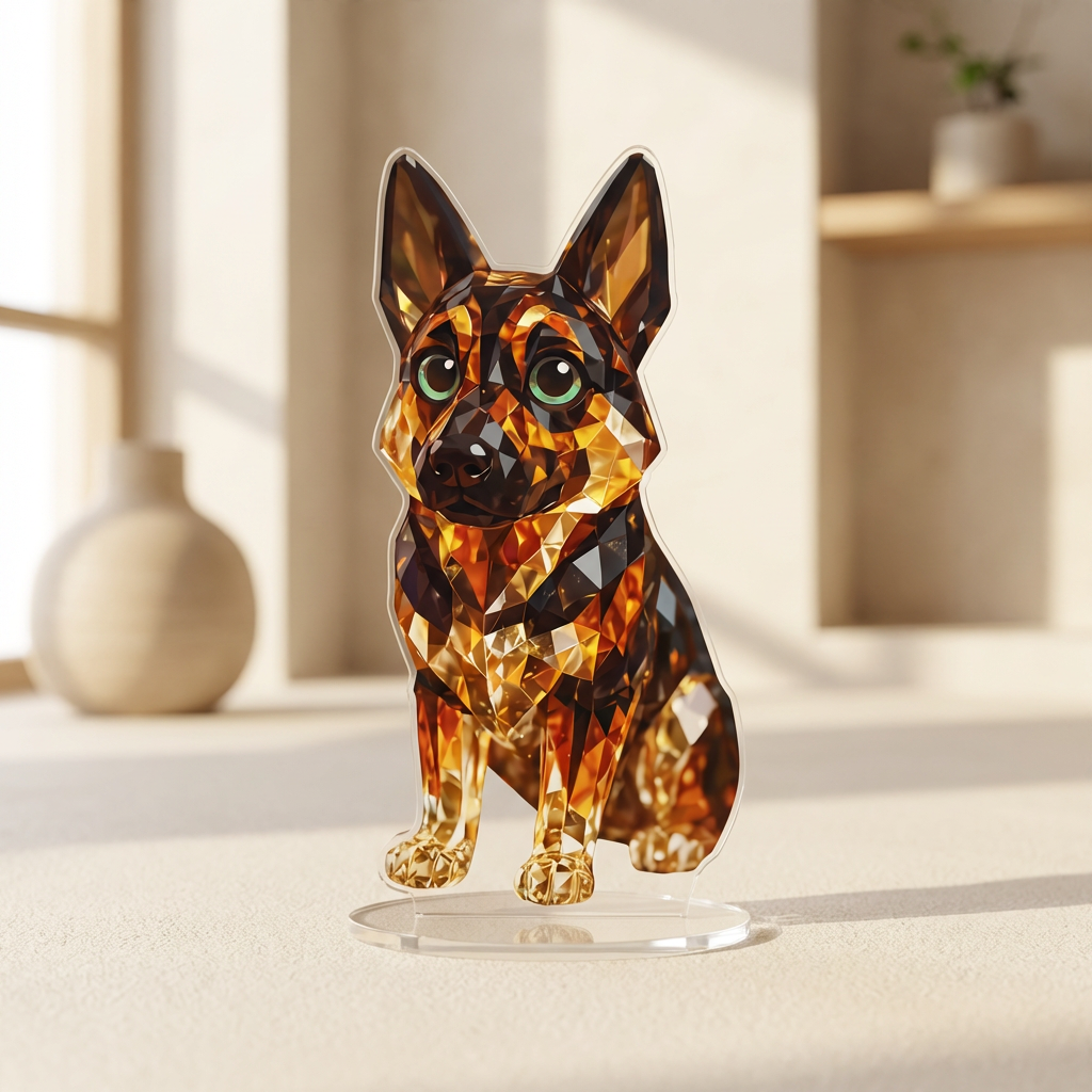 Elegant Crystal German Shepherd Figurine