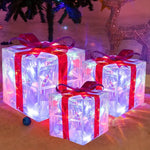 Leuchtende Geschenkboxen – Set mit 3 LED-Weihnachtsgeschenken für drinnen und draußen