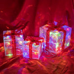 Leuchtende Geschenkboxen – Set mit 3 LED-Weihnachtsgeschenken für drinnen und draußen