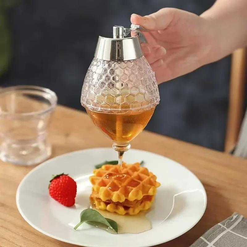 Tropffreier Honigspender mit Wabenmuster – 200 ml aus Kunststoff