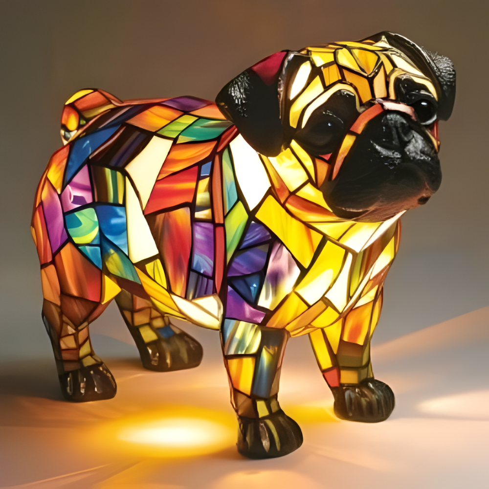 Künstlerische Tischlampe aus Glas mit Tiermotiven