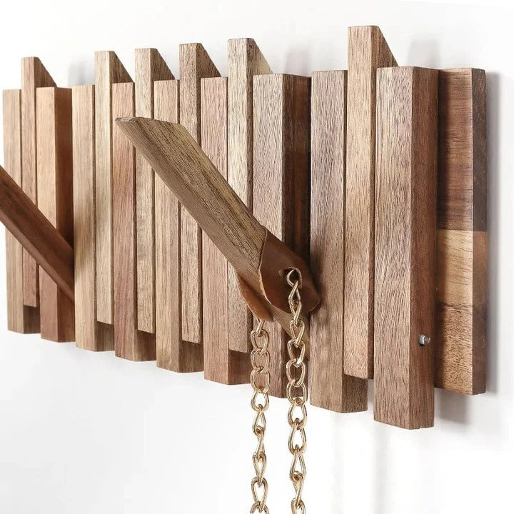 Rustikaler Wandgarderobe mit 8 umklappbaren Haken