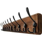 Wandmontierter Kleiderhaken aus Holz mit 10 Haken