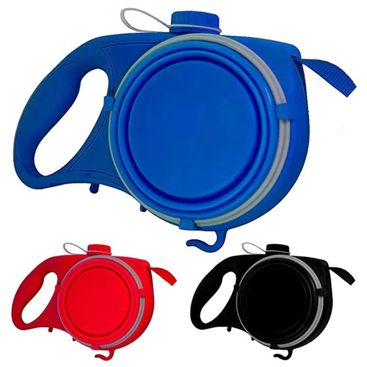 4-in-1 Multifunktionale Hundeleine mit Wasserflasche und Schüssel