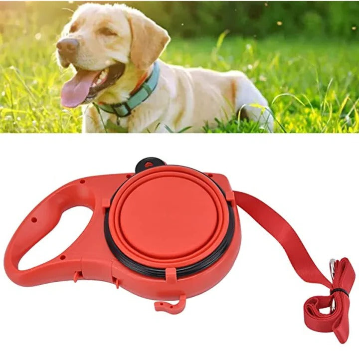 4-in-1 Multifunktionale Hundeleine mit Wasserflasche und Schüssel