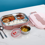 Isolierte Lunchbox mit 4 Fächern aus Edelstahl für frische Mahlzeiten