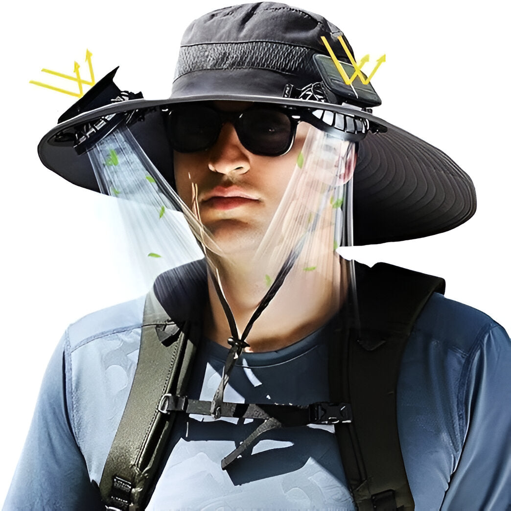 Leichter, atmungsaktiver Sonnenhut für Herren mit integrierten Ventilatoren