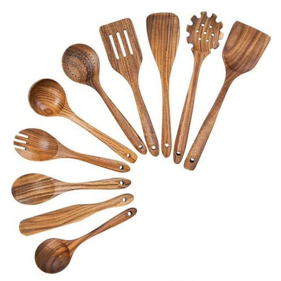 Küchenutensilien-Set aus hochwertigem Teakholz