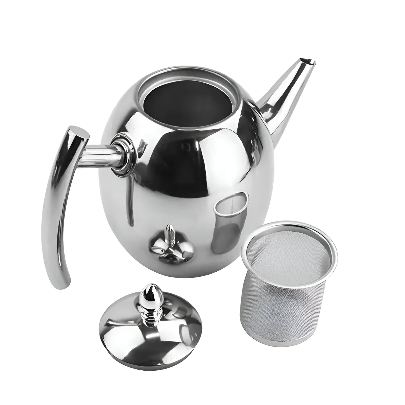 Elegante Teekanne aus Edelstahl mit integriertem Filter