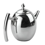 Elegante Teekanne aus Edelstahl mit integriertem Filter