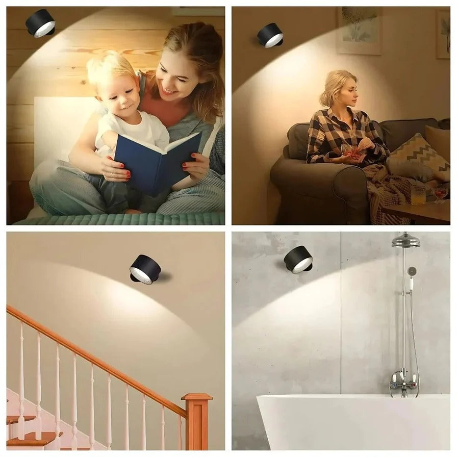 Wiederaufladbare Wandleuchte mit 360° Flexibilität