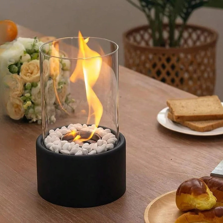 Eleganter Tragbarer Tischkamin aus Glas