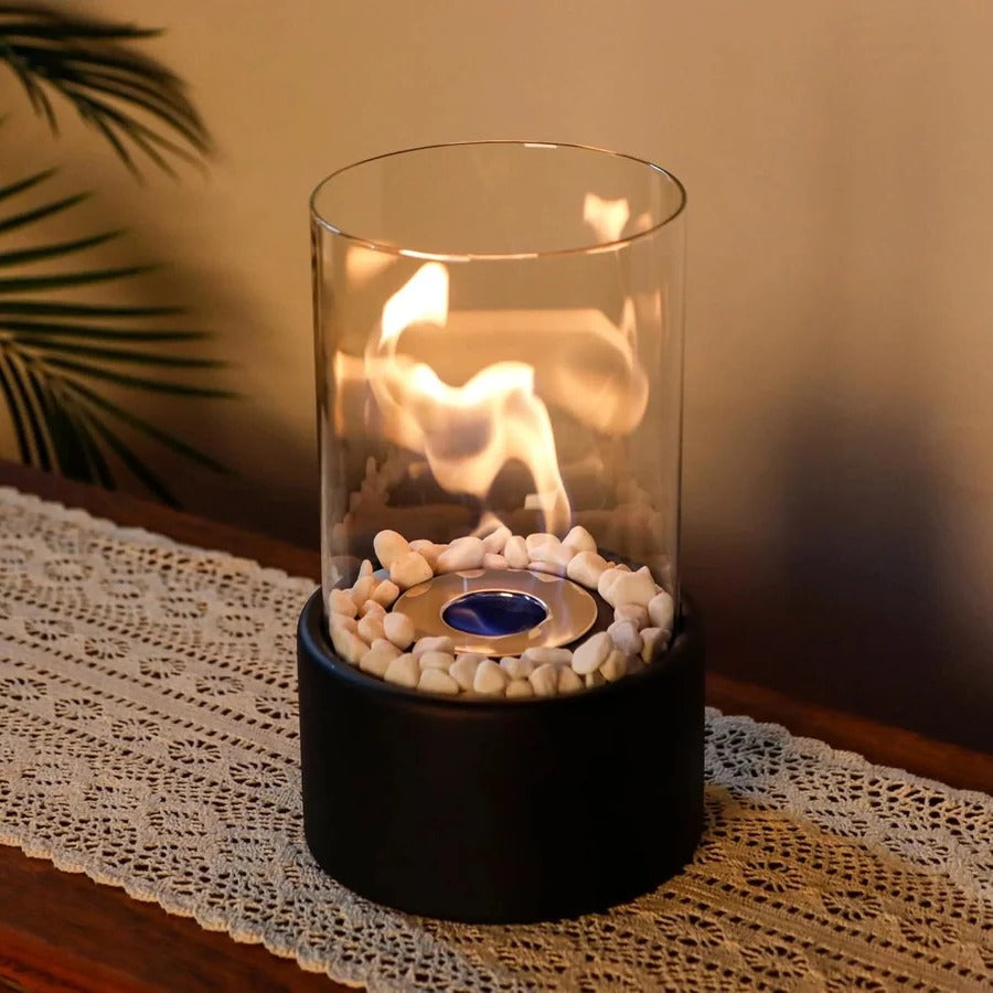 Eleganter Tragbarer Tischkamin aus Glas
