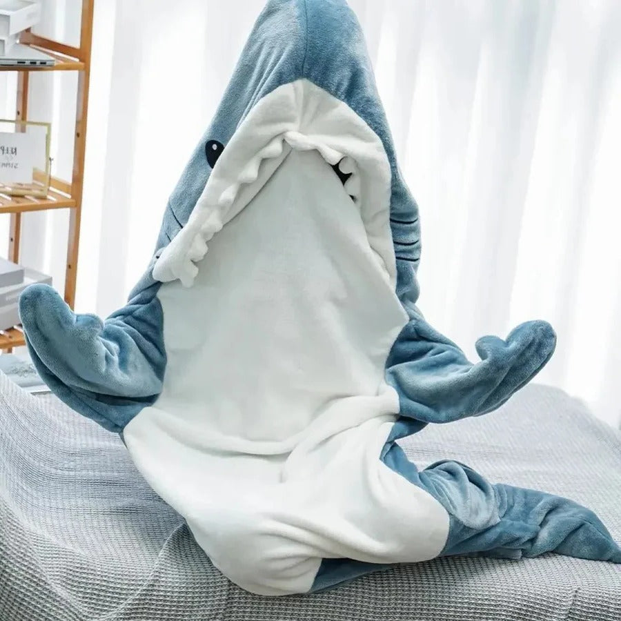 Bequeme Haifisch-Decke mit Kapuze aus weichem Flanell