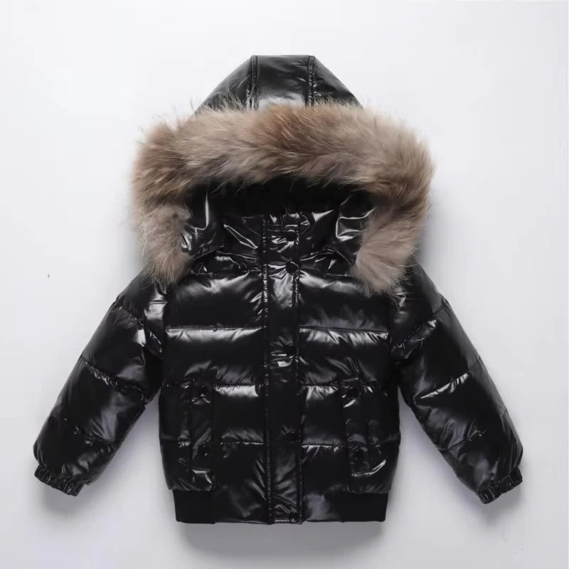 Wasserdichter Winterparka für Kinder – Komfortabler Daunenmantel mit Fellkapuze