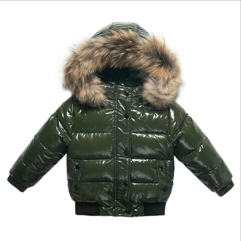 Wasserdichter Winterparka für Kinder – Komfortabler Daunenmantel mit Fellkapuze
