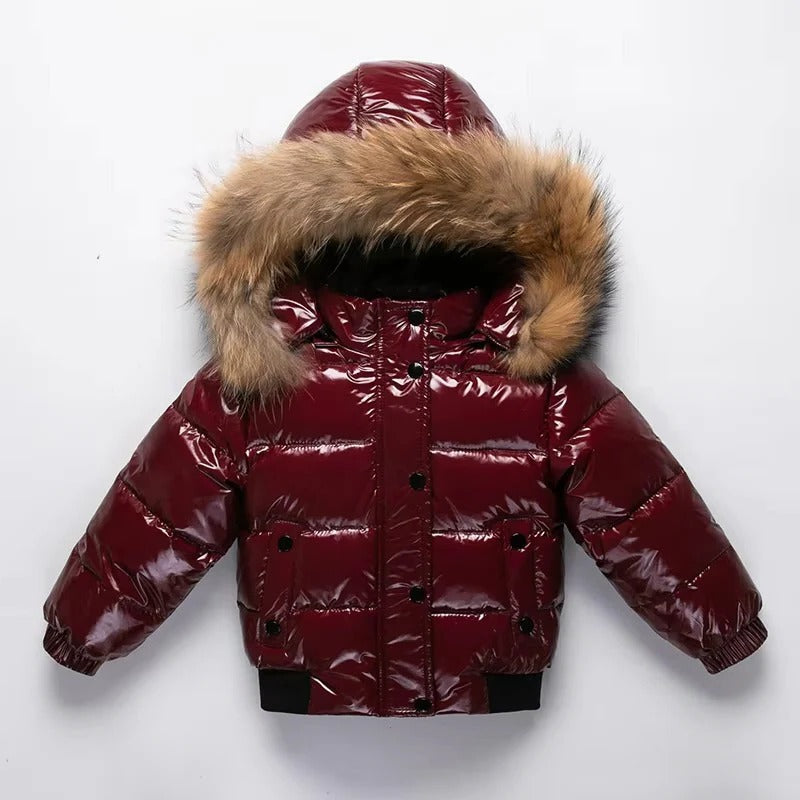 Wasserdichter Winterparka für Kinder – Komfortabler Daunenmantel mit Fellkapuze