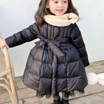 Mädchen Wintermantel mit Kapuze und Gürtel für kleine Prinzessinnen