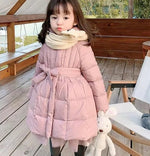 Mädchen Wintermantel mit Kapuze und Gürtel für kleine Prinzessinnen