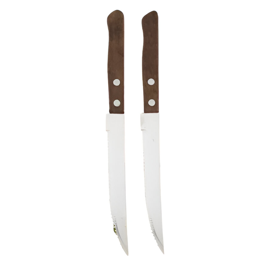 Edelstahl Steakmesser Set mit Holzgriffen und gezahnten Klingen