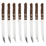 Edelstahl Steakmesser Set mit Holzgriffen und gezahnten Klingen