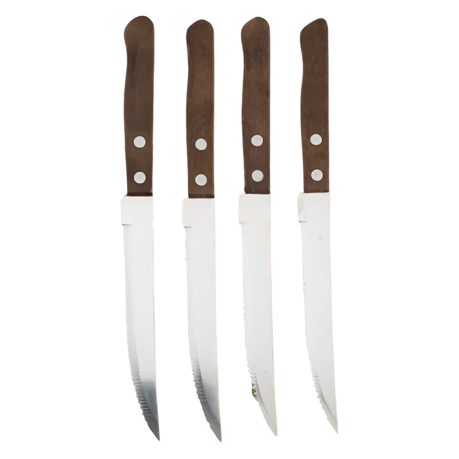 Edelstahl Steakmesser Set mit Holzgriffen und gezahnten Klingen