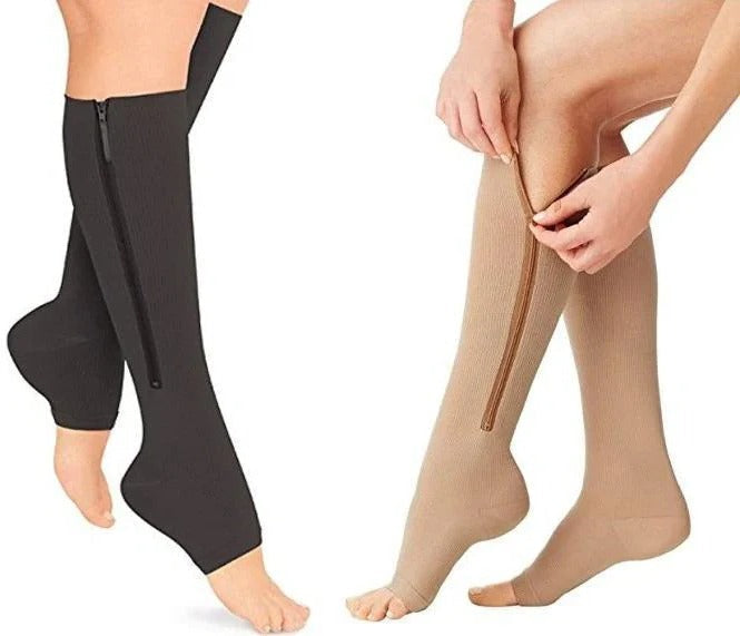 Komfortable Kompressionssocken mit Reißverschluss, 20-30 mmHg