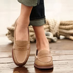 Damen Elegante PU-Leder Loafer mit Niedrigem Absatz