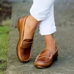 Damen Elegante PU-Leder Loafer mit Niedrigem Absatz